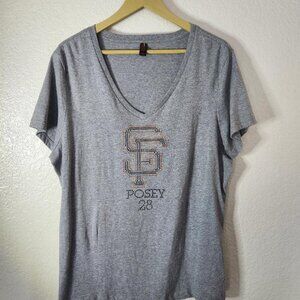 San Fransisco Giants Buster Posey #28 Women's V-neck T-Shirt Size XLiiiiiiiiiiii